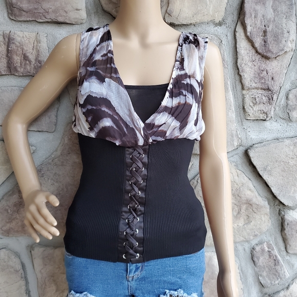 CACHE | Corset Bottom Black Tank Top - Picture 1 of 6